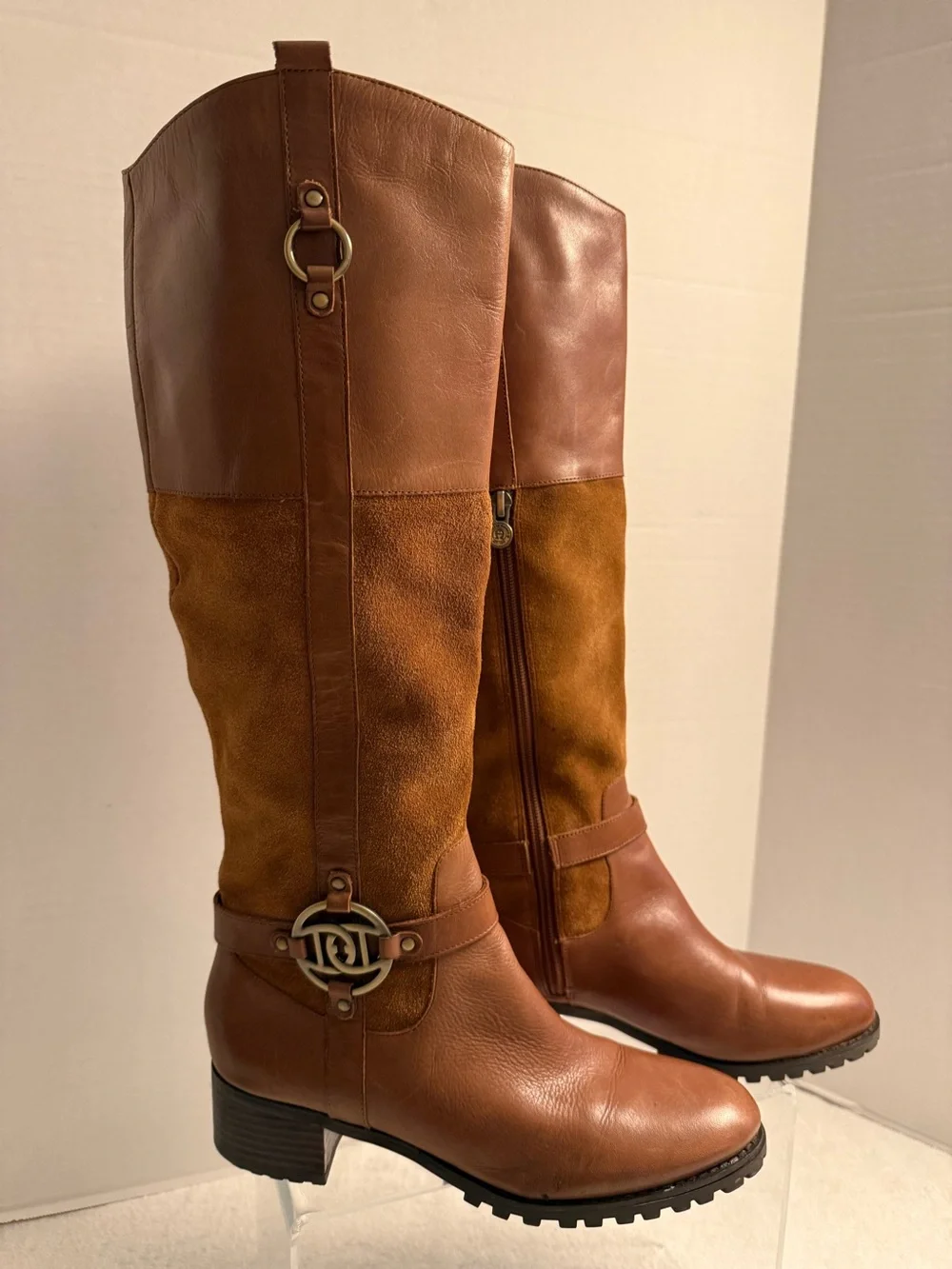 🤎 Etienne Aigner Leather & Suede Knee-High Riding Boots Size 7